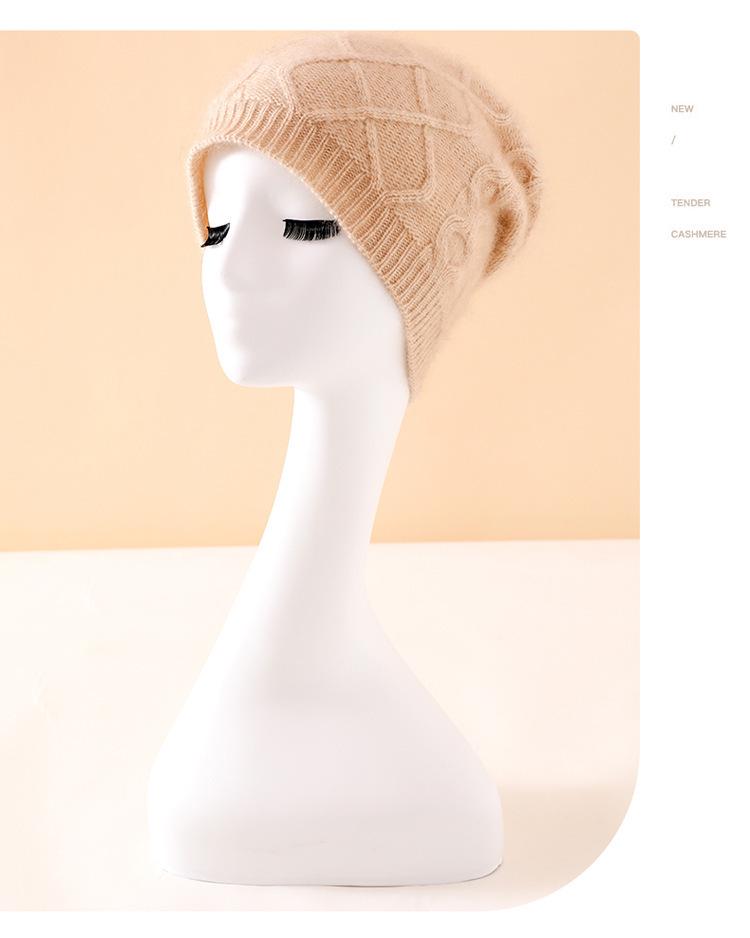 Cashmere 2025 Autumn/Winter Women's High-End Cable Knit Thick Warm Casual Fisherman Hat