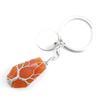 Hand-Wound Natural Stone Crystal Octahedron Keychain Keychain Bag Pendant K15