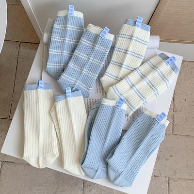 2025 New Fresh Trends Ladies Socks Mixed Color Casual Korean Style Cotton Long Socks Breathable Daily Fashion Women Socks