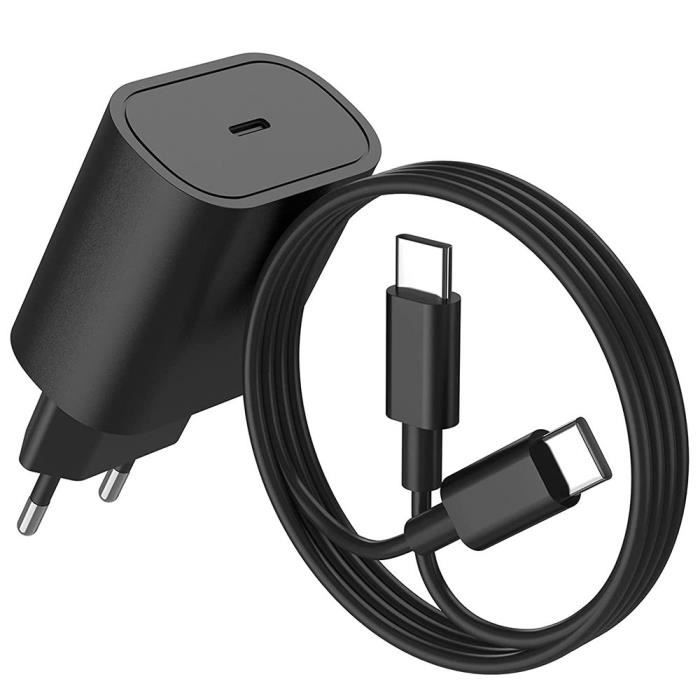 Chargeur Rapide 25W - E.F.CONNECTION - USB-C - 1 Mètre - Noir - Compatible Redmi Note 10/11/12/13/14