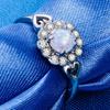 Opal Couples Rings: Heart-Shaped Diamond Gemstone Jewelry for Women, European and American Style