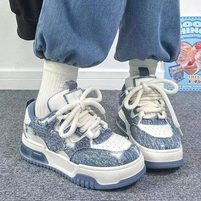 Women's Trendy Thick Elevated Shoes Four Seasons New Korean Edition Versatile Anti Slip Board Shoes Street Sports Casual Shoes