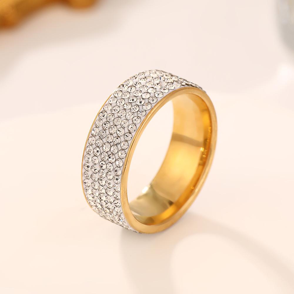 Vintage Retro Style Steel Ring for Women 5 Row Clear Crystal Jewelry Fashion Stainless Steel Engagement Wedding Rings