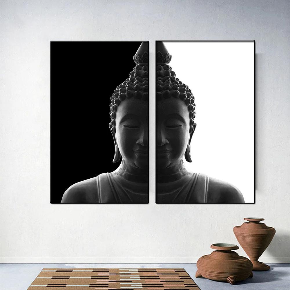 Traditional Religious Buddha Decorative Paintings Black and White Style Art Prints Modern Home Room Wall Decor Canvas Painting No Frame