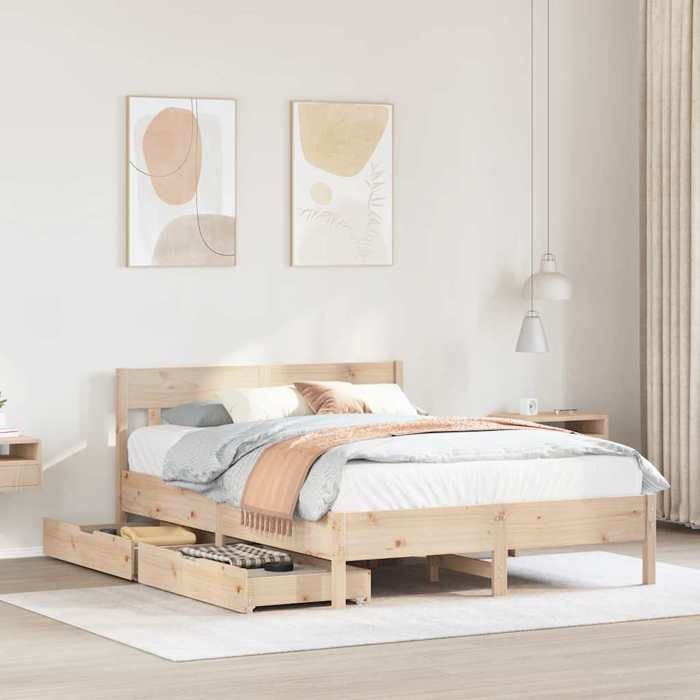 VidaXL Cadre de lit avec tête de lit 120x190 cm bois de pin massif, meuble de chambre à coucher, sommier, lit en bois, lit, 3301884