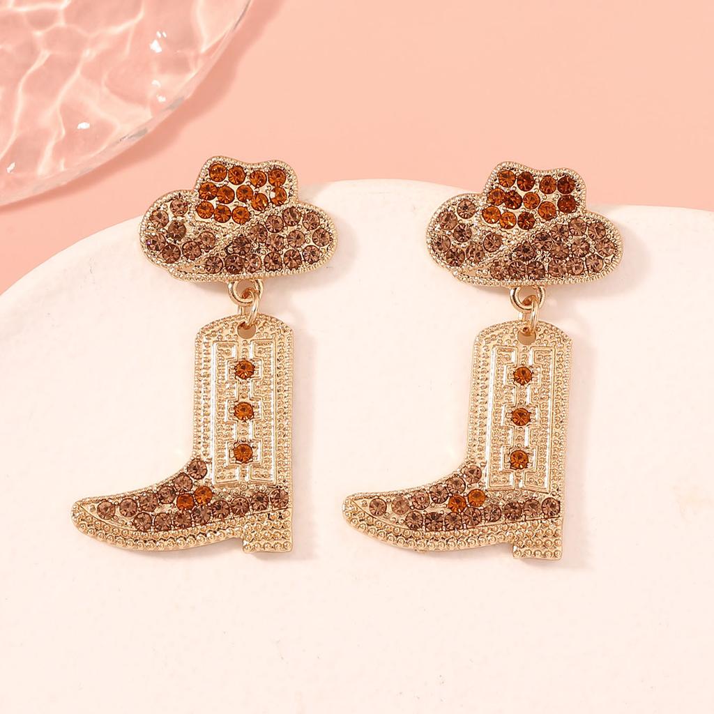 European and American new diamond-encrusted denim boots temperament light luxury high-end design versatile fashion earrings earrings earrings