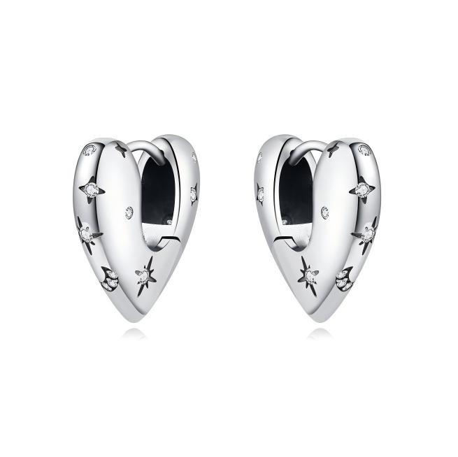 Elegant Heart Zircon Infinity Hoop Earrings Fashionable Advanced Temperament Jewelry For Women