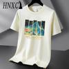 HNXC Cotton Short Sleeve T-shirt Men's Fashion Loose Half Sleeve Shirt Printed Compassionate Shirt