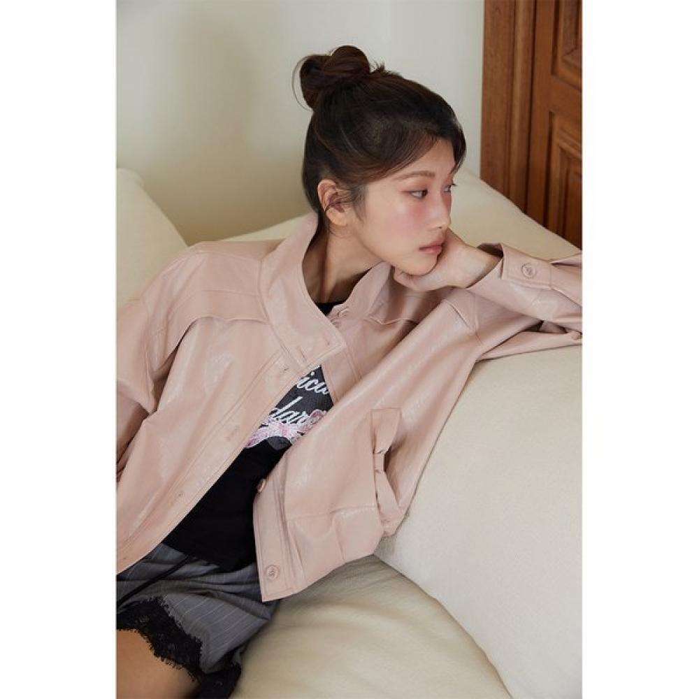 EGOIST High Neck Fake Leather Jacket Es2ojk03