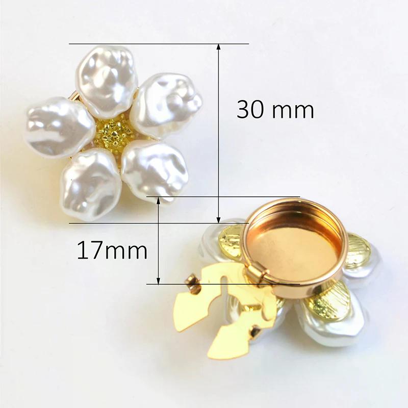 2Pcs Irregular Baroque Pearls Button Covers Luxury Rhinestones Flower Cufflinks Button Pins Shirt Decoration