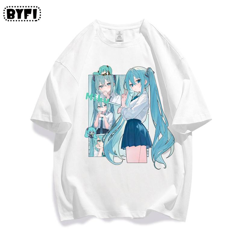 

New Anime Printed Short Sleeved Cotton Unisexs and Womens Tshirts First Tone Co Branded Surrounding Future MIKU Loose Tshirts 3XL