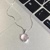 Pink White Chalcedony Round Pendant Necklace, Elegant Gemstone Jewelry For Women Fashion Daily Wear Gift