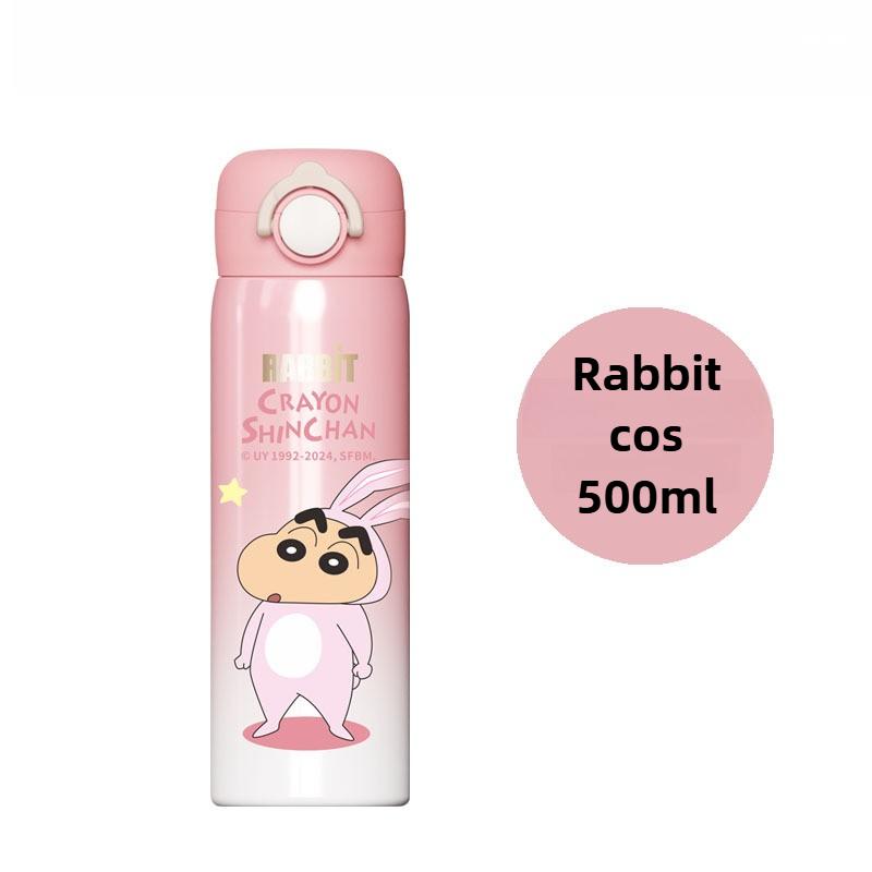 

500 мл Детская волшебная кружка-термос Crayon Shin-chan, портативная, с ручкой, из нержавеющей стали, для воды, для занятий спортом на открытом воздухе, дорожный чайник 500ml