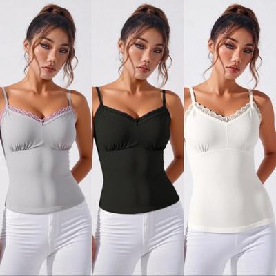 Women's Lace-Trimmed Camisole Top Slim-Fit Sports Bra Slimming Base Layer