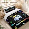Custom Name Bedding Set 3 PiecesAmong Us Print Duvet Cover + 2 Pillowcases Soft Bed Decor
