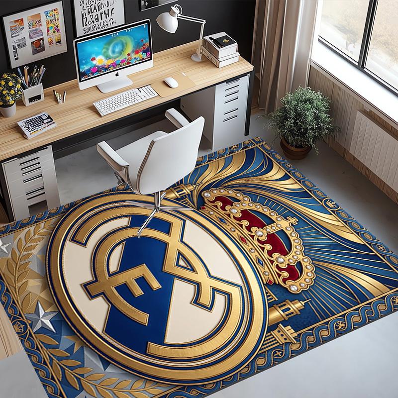 Real Madrid Football Pattern Rug, Indoor/Outdoor Mat, for Picnic, Gameroom, Bedroom, Office, Living Room, Home Decor Carpet, Birthday Gift