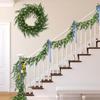 Pre-Lit Faux Christmas Garland - LED Lighted for Window Decor, Rustic Holiday Table Runner Decoration