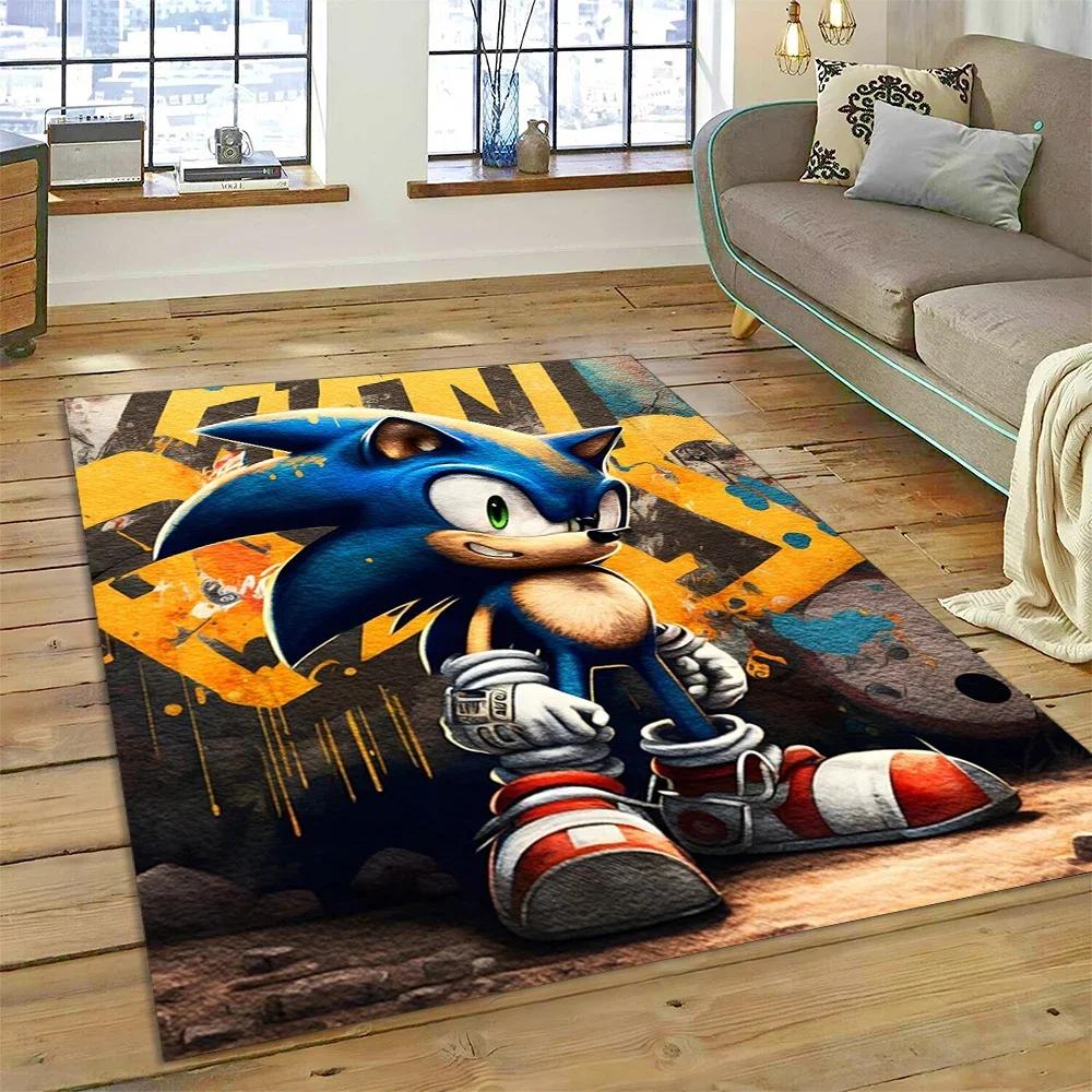Game Anime 3D S-Sonic Cartoon Carpet Rug for Bedroom Living Room Home Sofa Decoration,Children Game Large Decor Floor Mat Gift