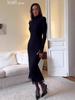 2025 Autumn Elegant Black Slimming Lace Dress for Women