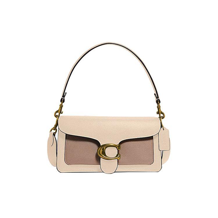 Coach Women's Ivory Tabby 26 C Buckle Flap Closure Color Block Leather Shoulder Bag Shoulder Bag 76105-B4sb7
