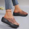Fashion Mid Heels Women Platform Slippers Summer Wedges Leopard Shoes 2025 New Slingback Sandals Retro Flip Flops Casual Beach Sandalias