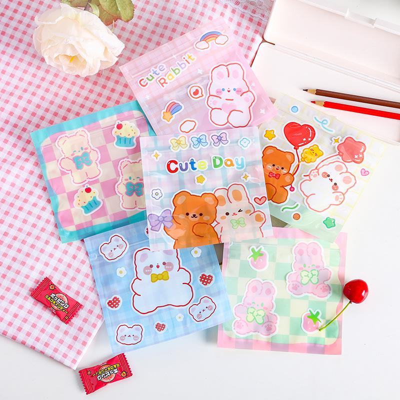 Cute Cartoon Self-Sealing Jewelry & Gift Bag - Transparent Back-to-School Packaging Mask Bag