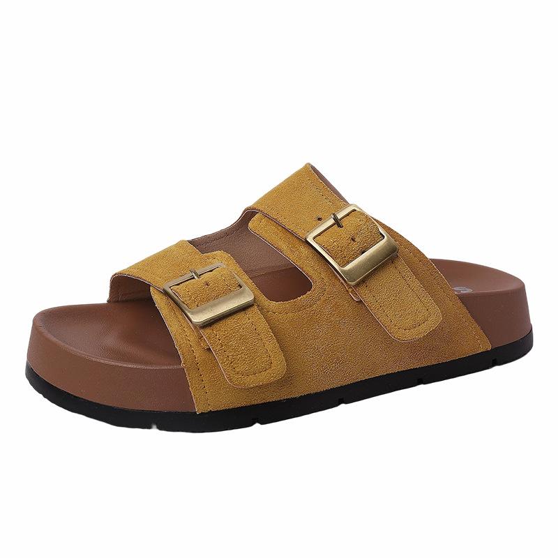 Boken slippers women's 2025 summer new flat-bottomed thick-bottomed non-slip comfortable and breathable outer wear casual soft-bottomed cool slippers