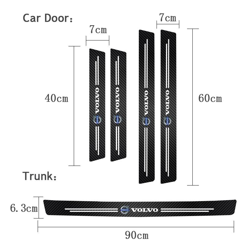 Car Carbon Fiber Trunk Stickers Car Threshold Sticker For Volvo V60 V40 XC90 S60 C30 XC60 V50 V70 Rdesign Auto Decorative Decal OV4