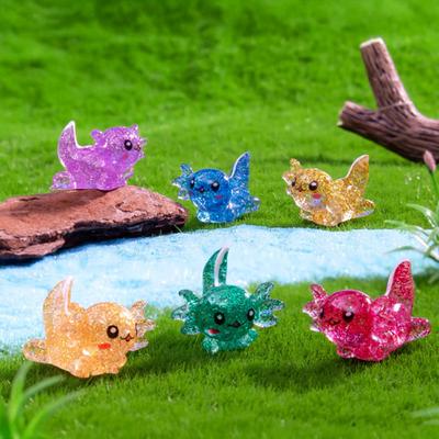 6 Pièces Mini Figurine Axolotl en Résine Modèles Miniatures d'Axolotl Ornement Minuscule Axolotl Scintillant pour Artisanat DIY Jardin Féerique Paysage Maison de Poupée Plante en Pot