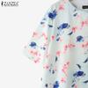 ZANZEA Women Casual Round Neck Half Sleeve Summer Floral Blouse