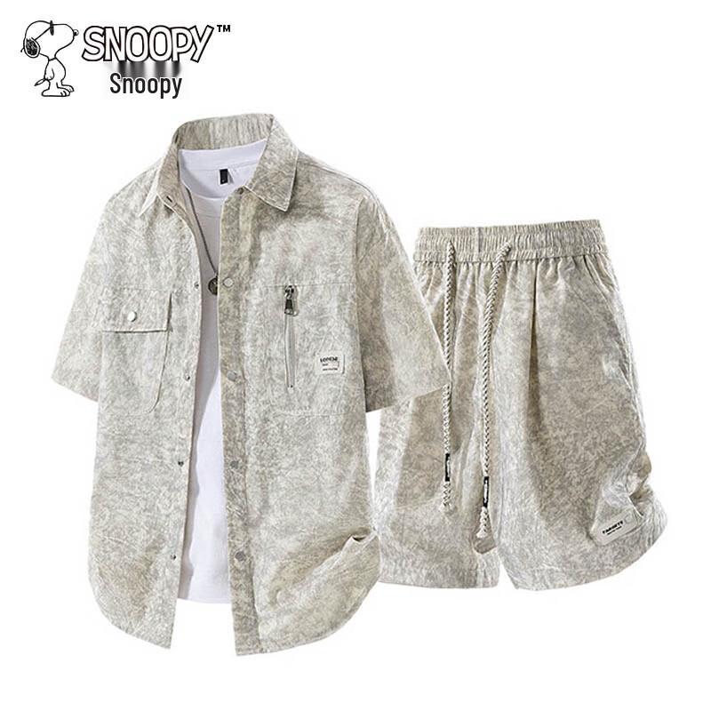 Snoopy Men s Ice-Feel Short-Sleeve Shirt & Shorts Set XL