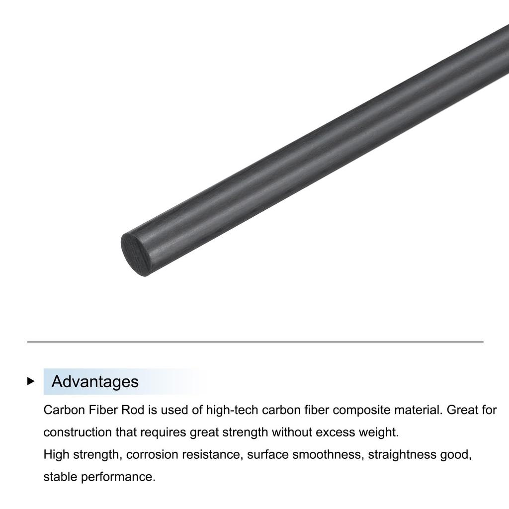 uxcell Carbon Fiber Rod 2mm x 150mm Round Rod Carbon