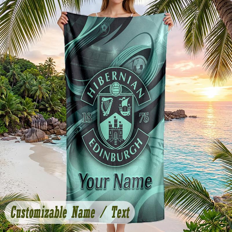 Beach Towel Hibernian FC Print Custom Name Text Soft Towel for Swimming Pool