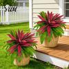 Ferigi Artificiale pentru Fundal Nuntă Rezistente la UV Ferigă Artificială și Dracaena Roșie Plante Decorative, Frunziș Plastic Realist Plin și Bogat
