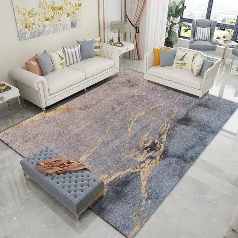 Luxury Nordic Flannel Carpets for Living Room Sofa Beside Texture Decoration Bedroom Rug Large Size Non-slip Washable Lounge Mat