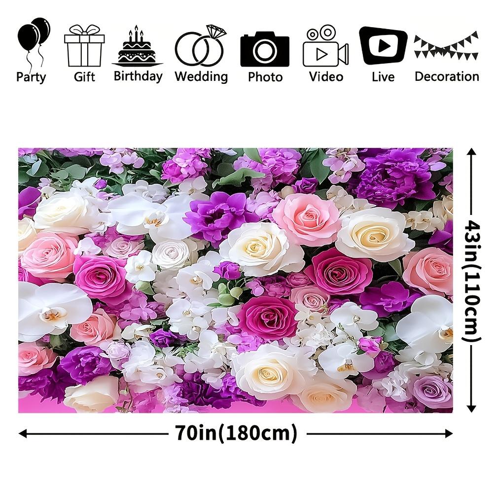 1Pcs Floral Pink Rose Flower Decoration Background Backdrop For Photo Studio Photo Booth Party