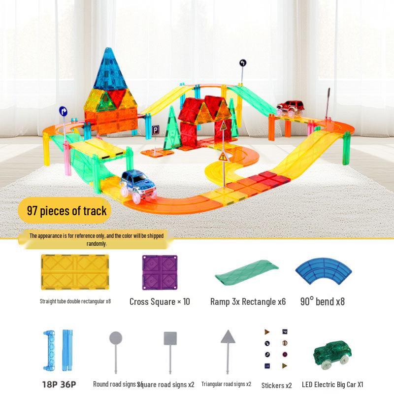 Large Stained Glass Magnetic Tiles: Children s Strong Magnetic Toy Building Blocks