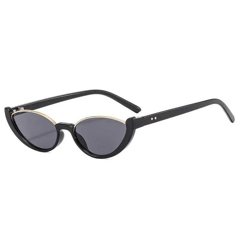 Retro Small Half Frame Sunglasses Women Cat Eye Trendy Vintage Modern Eyewear Fashion Luxury Brand Designer Sun Glasses
