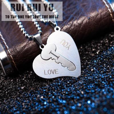 RUI RUI YU paari kaelakeede komplekt, graveering, ma armastan sind, süda, võtmed, ripatsid, titaanist terasest ehted