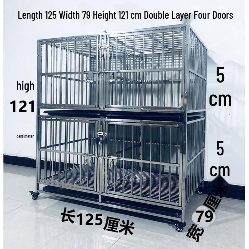 Stainless Steel Multi-Layer Dog Cage for Small to Medium Dogs - Parent-Child Design, Ideal for Pet Shops & Boarding