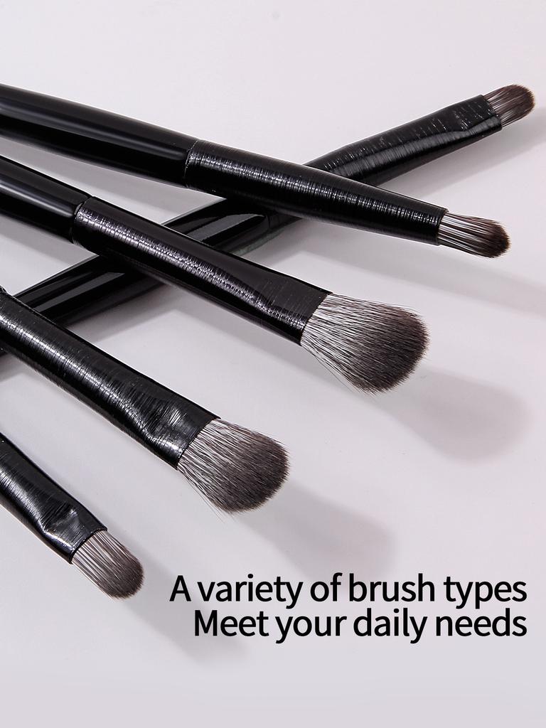 5pcs Black Natural Eye Makeup Brushes Soft Synthetic Professional Eyeliner Eyebrow Eye ShadowSet Blending Make Up Tools