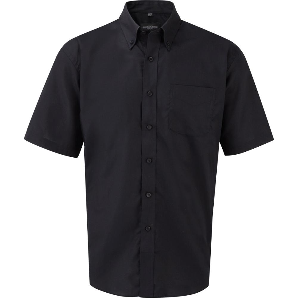 Russell Collection Mens Short Sleeve Easy Care Oxford Shirt
