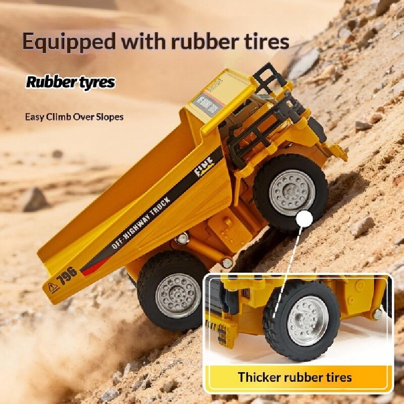 Metal Remote Control Engineering Car Set - Mining Truck Excavator Forklift Heavy-Duty Die-Cast Tabletop Play 1:64 Display Model Set