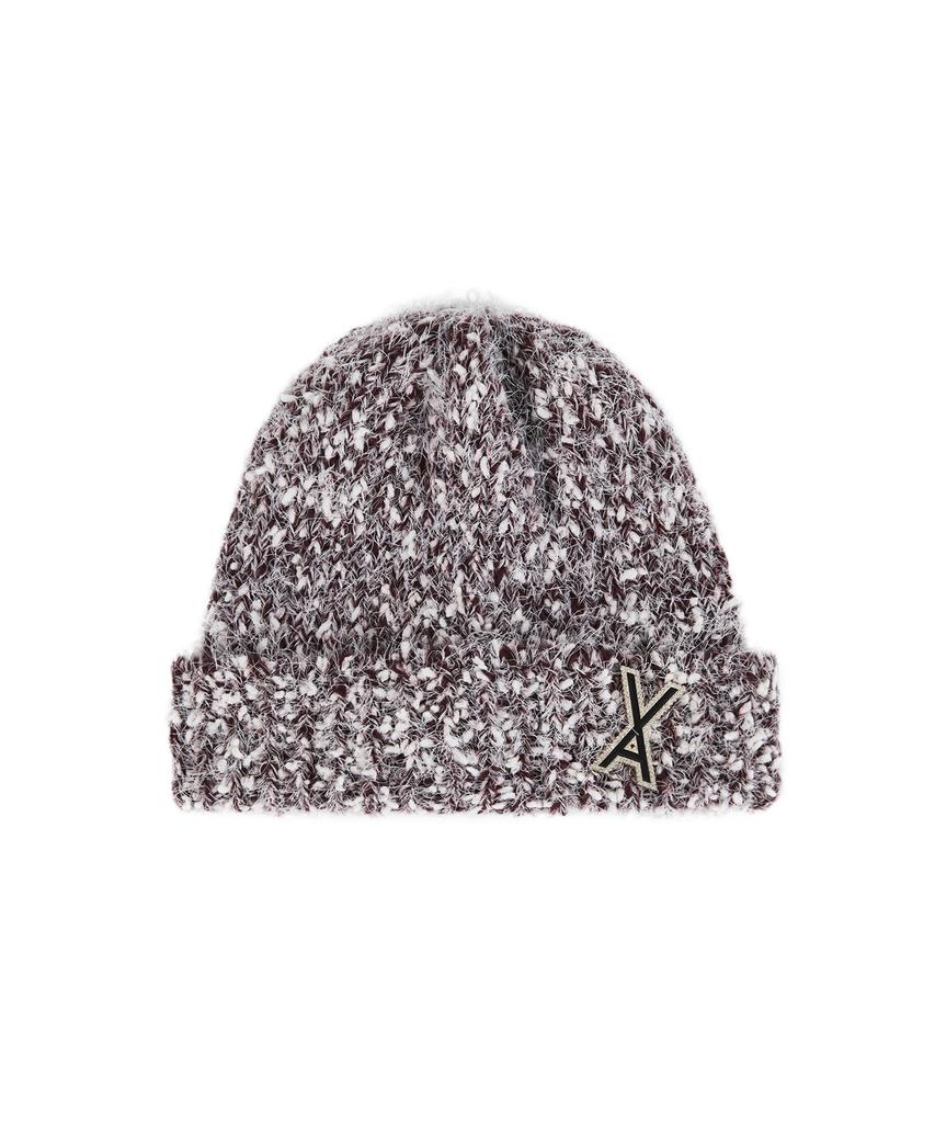 Bajal Va Brooch Heathered Knit Beanie Burgundy