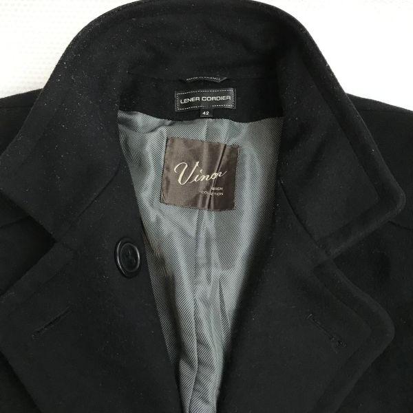 USED/LENER CORDIER Cashmere Wool Coat Women’s L-XL Navy France/Japan