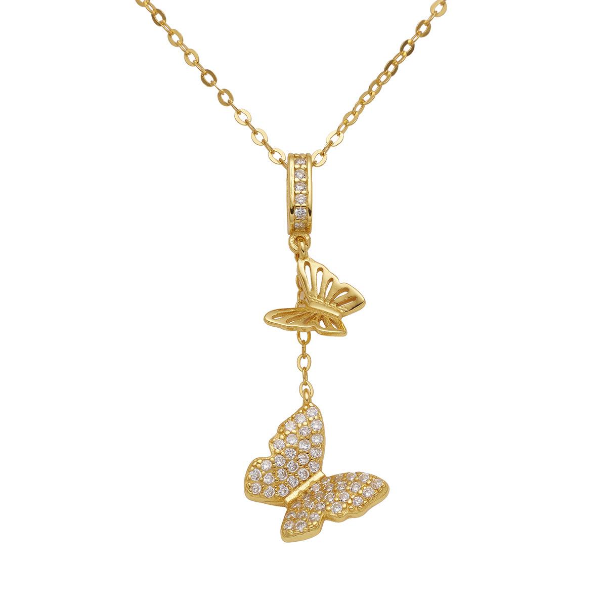 

Ожерелье с кисточкой из стерлингового серебра S925, женская мода, легкая, роскошная, полностью бриллиантовая подвеска с двумя бабочками, циркониевая цепочка на ключицу, ювелирное изделие 925 silver