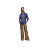 Jordan Letter Pattern Printed Ribbed Round Neck Loose Short Sleeve T-Shirt Women Tops Sky-Purple FD7208-502