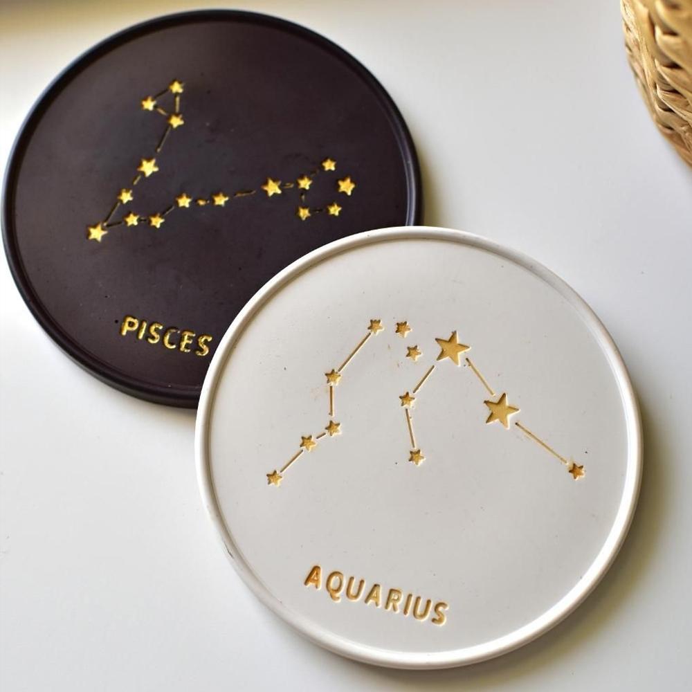 12PCS/Set Constellations Coaster Molds for DIY Epoxy Resin Plaster Cup Pad Mold Handmade Zodiac Table Mat Craft Mould Home Decor