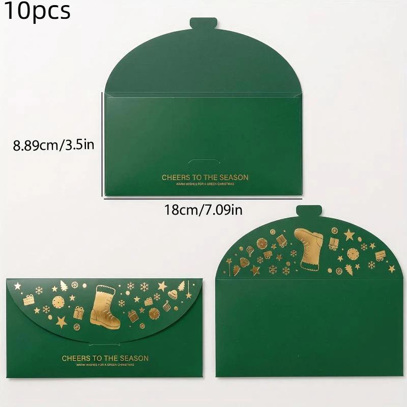Golden Foil Christmas Money Envelopes Xmas Tree Snowflake Print Cash Gift Red Packets Holiday Gift Envelope For Christmas