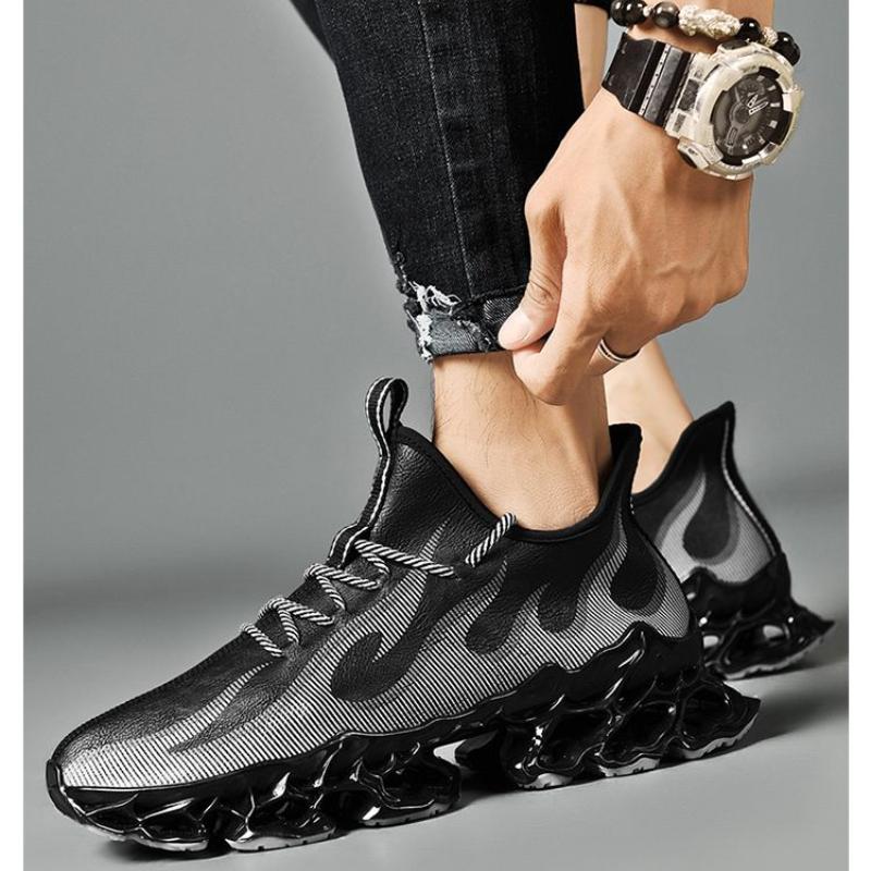 Men's Shoes Tide Men's Waterproof Leather Sneakers Shock Absorption Heightened Casual Shoes Men's Student Shoes